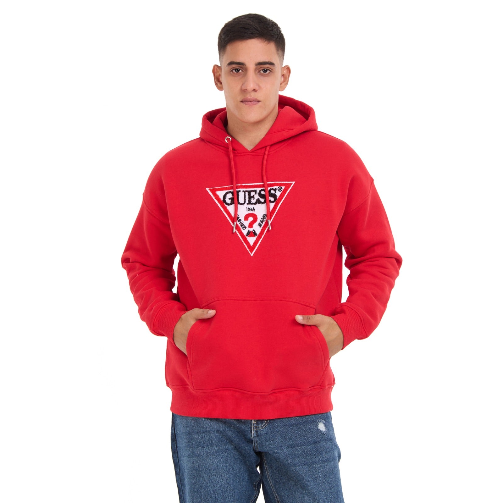 Guess hoodie red sale