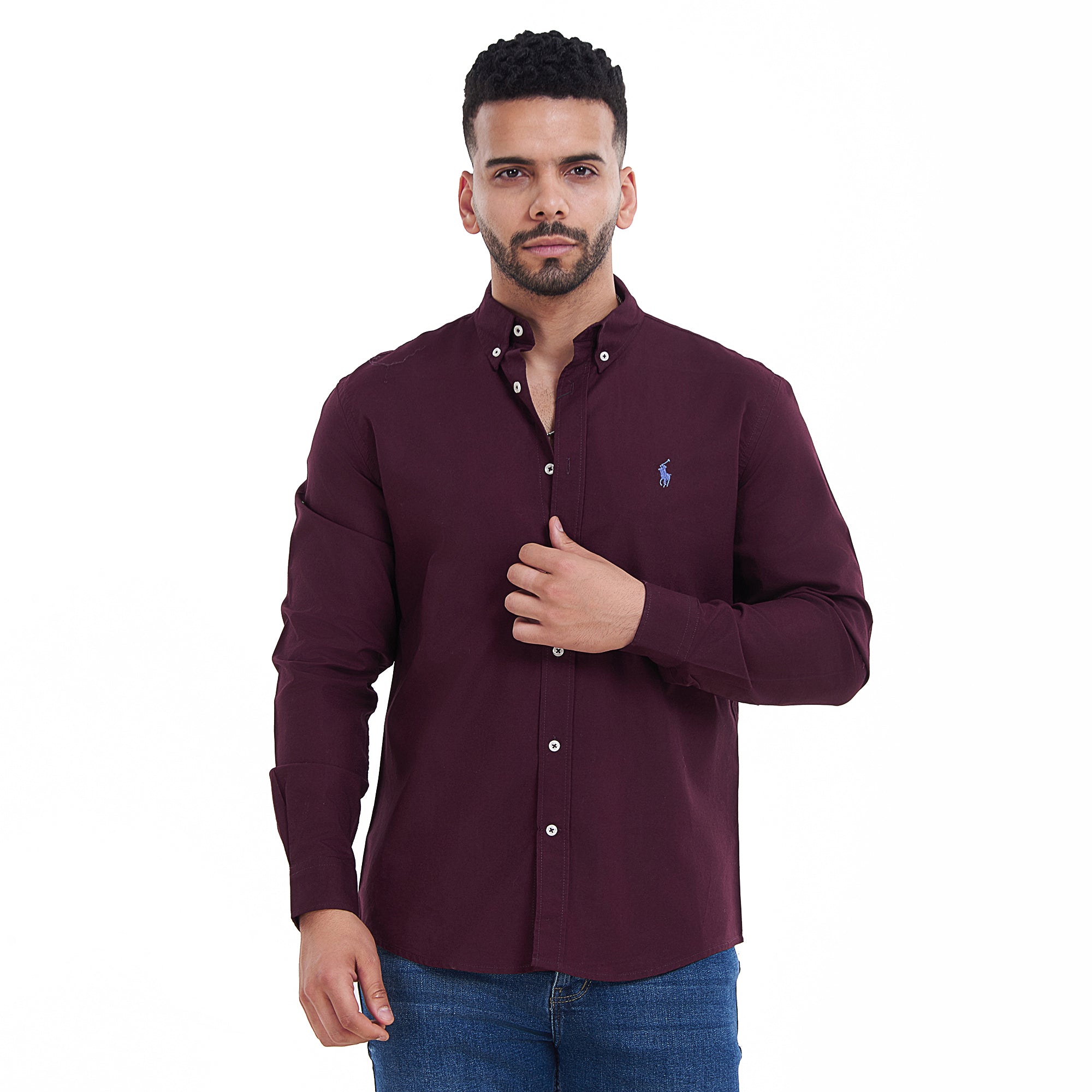 Burgundy Polo Cotton Shirt Shma3a Store