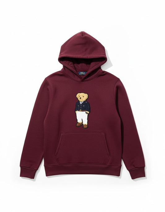 Burgundy Polo Bear Hoodie