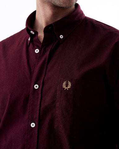 Burgandy Fred Perry Cotton Shirt