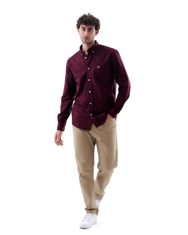 Burgandy Fred Perry Cotton Shirt