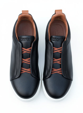 Black Leather Zegna Sneaker