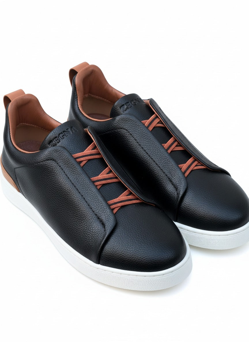 Black Leather Zegna Sneaker