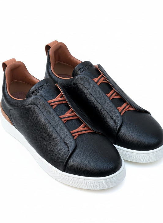 Black Leather Zegna Sneaker