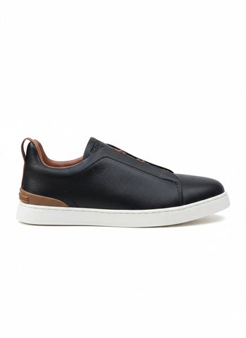 Black Leather Zegna Sneaker
