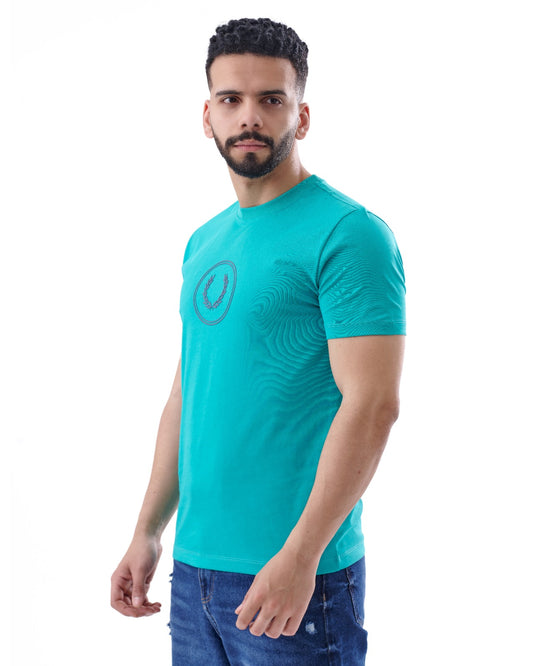 Turquoise Fred Perry Cotton T-shirt