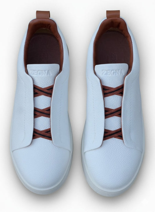 Off White Leather Zegna Sneaker