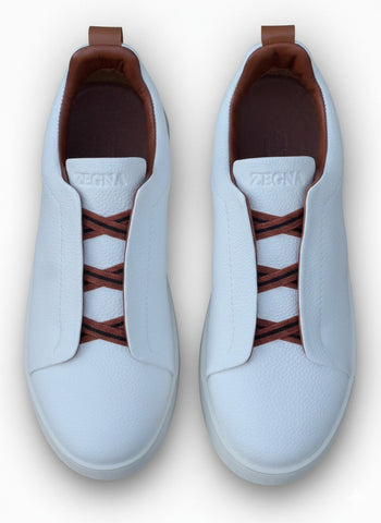 Off White Leather Zegna Sneaker